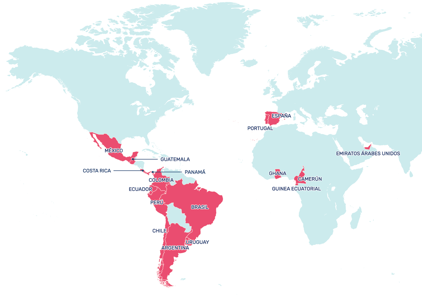 Trilema está presente  con sus formaciones en estos países 